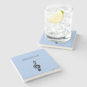 Musical Simple Treble Clef Cute Cute Custom Blue Stenen Onderzetter (Zijkant)