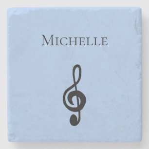 Musical Simple Treble Clef Cute Cute Custom Blue Stenen Onderzetter