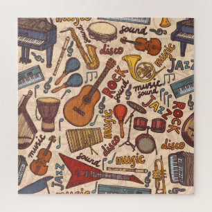Musical Sketch: Kleurrijke naadloos. Legpuzzel