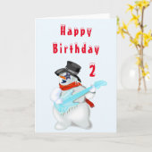Musical Snowman Baby Birthday Kaart (Gele Bloem)