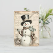 Musical Snowman Cheer – Vintage Christmas Feestdagenkaart (Staand voorkant)