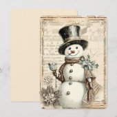 Musical Snowman Cheer – Vintage Christmas Feestdagenkaart (Voorkant / Achterkant)