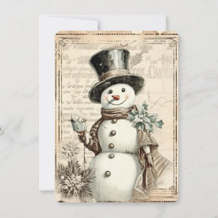 Musical Snowman Cheer – Vintage Christmas Feestdagenkaart