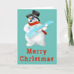 Musical Snowman Christmas Kaart<br><div class="desc">Muzikale sneeuwman met gitaar Kerst Kaarten - MINNED Schilderij - Vrolijk Kerstfeest -</div>