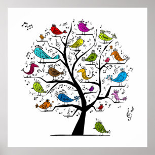 Musical Song Birds Poster