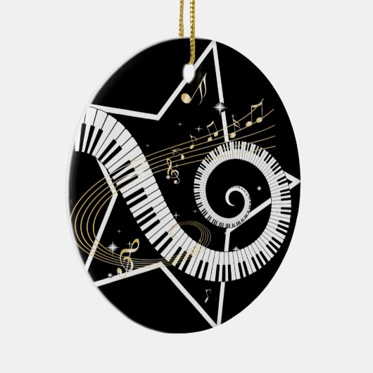 Musical Star golden notes Keramisch Ornament (Rechts)