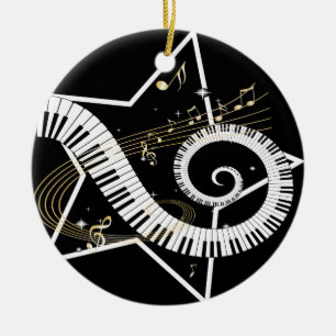 Musical Star golden notes Keramisch Ornament
