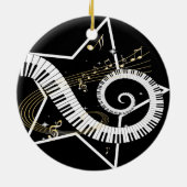 Musical Star golden notes Keramisch Ornament (Achterkant)