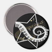 Musical Star golden notes Magneet (Voorkant / Achterkant)