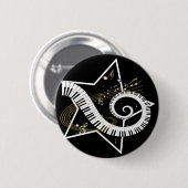 Musical Star golden notes Ronde Button 5,7 Cm (Voorkant /achterkant)