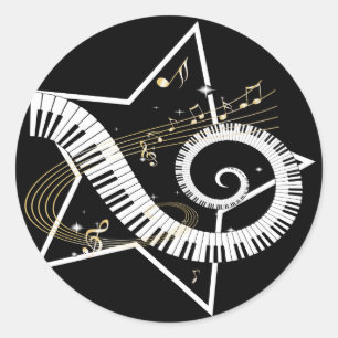 Musical Star golden notes Ronde Sticker