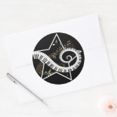 Musical Star golden notes Ronde Sticker (Envelop)