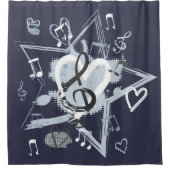 Musical Star Notes Designer Patroon Douchegordijn (Voorkant)