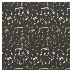 Musical Star print golden notes Stof