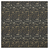 Musical Star print golden notes Stof (Swatch)
