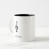 Musical Symbol Treble Clef Black White Tweekleurige Koffiemok (Voorkant links)