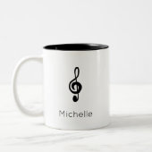 Musical Symbol Treble Clef Black White Tweekleurige Koffiemok (Links)