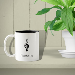 Musical Symbol Treble Clef Black White Tweekleurige Koffiemok