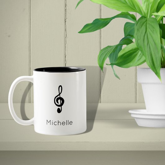 Musical Symbol Treble Clef Black White Tweekleurige Koffiemok