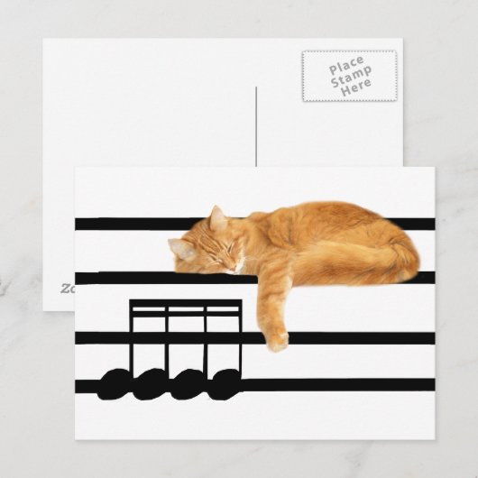 Musical tabby kitty cat briefkaart (Voorkant / Achterkant)