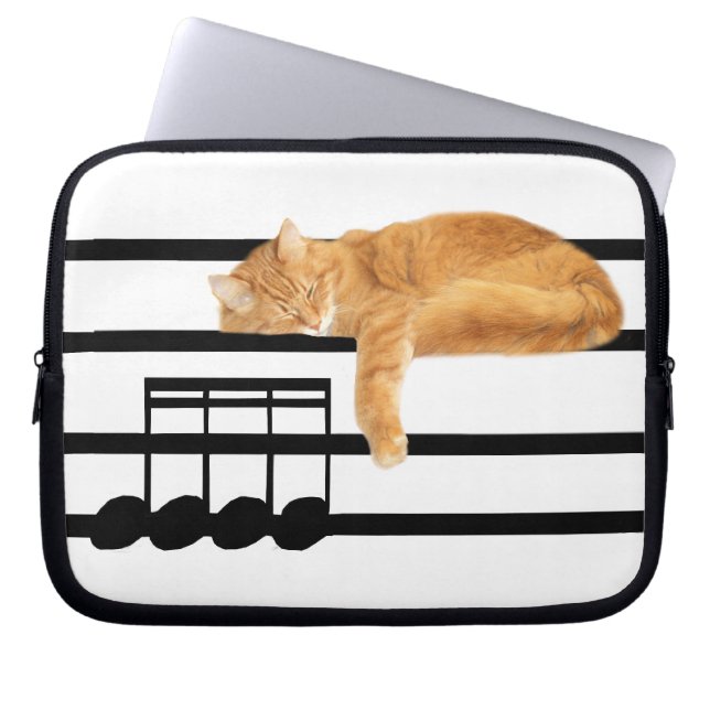 Musical tabby kitty cat laptop sleeve (Voorkant)