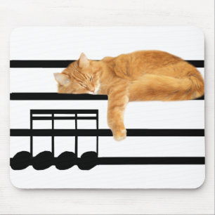 Musical tabby kitty cat muismat