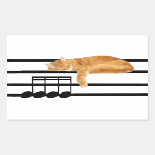 Musical tabby kitty cat rechthoekige sticker