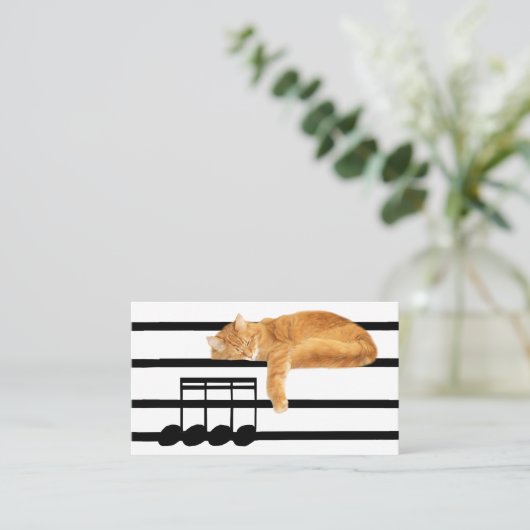 Musical tabby kitty cat visitekaartje (Staand voorkant)