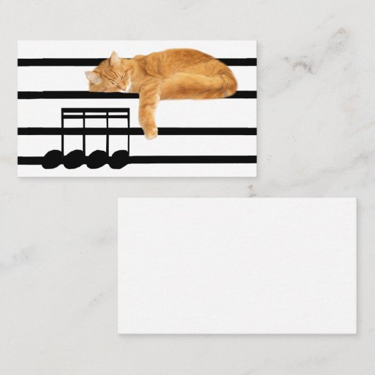 Musical tabby kitty cat visitekaartje (Voorkant / Achterkant)