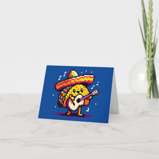 Musical Taco - Grappig Pixel Art Mariachi Design Kaart (Voorkant)