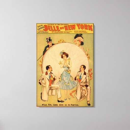 Musical Theater Poster Belle of New York Canvas Afdruk (Voorkant)