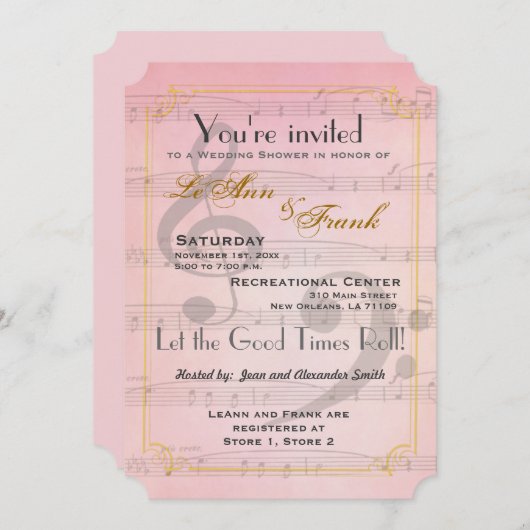 Musical themad bridal doucheuitnodiging kaart (Voorkant / Achterkant)