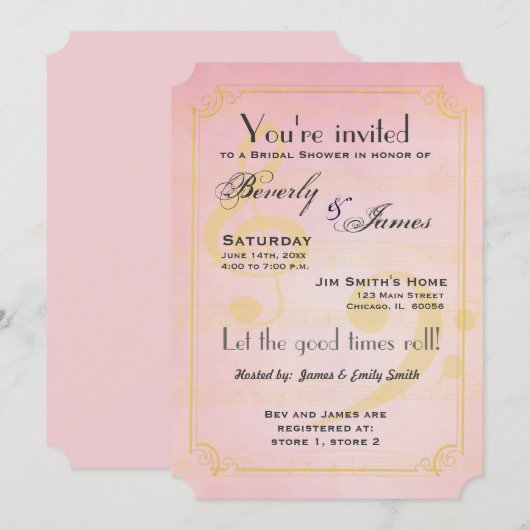 Musical themad bridal doucheuitnodiging kaart (Voorkant / Achterkant)