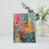 Musical Theme Abstract Art Briefkaart (Staand voorkant)