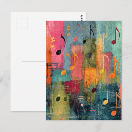 Musical Theme Abstract Art Briefkaart (Voorkant / Achterkant)
