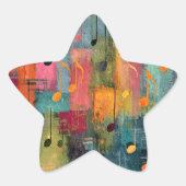 Musical Theme Abstract Art Ster Sticker (Voorkant)