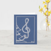 Musical Tinsel Blue Kerstmis Wenskaart Kaart (Gele Bloem)