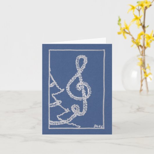 Musical Tinsel Blue Kerstmis Wenskaart Kaart (Gele Bloem)