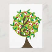 Musical Treble Cherry Notes Tree Whimsical Natuur Briefkaart (Voorkant)