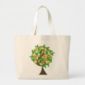 Musical Treble Cherry Notes Tree Whimsical Natuur Grote Tote Bag (Voorkant)