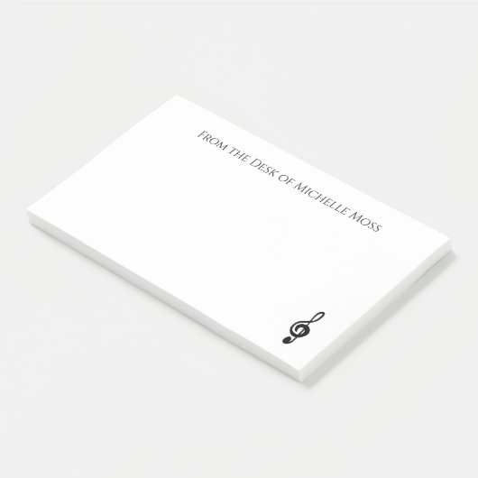 Musical Treble Clef Black White, gepersonaliseerd Post-it® Notes (Schuin)