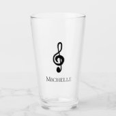 Musical Treble Clef Black White Glas (Voorkant)