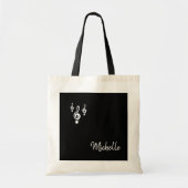 Musical Treble Clef Cute Black White Typography Tote Bag (Voorkant)