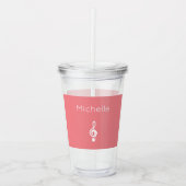 Musical Treble Clef Cute Pink Acryl Drinkbeker (Voorkant)