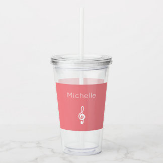 Musical Treble Clef Cute Pink Acryl Drinkbeker