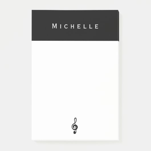 Musical Treble Clef Music Symbol Black White Post-it® Notes (Voorkant)