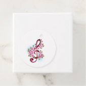 Musical treble clef notes with Sakura flowers Bedankjes Labels (In situ)