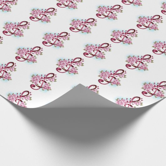 Musical treble clef notes with Sakura flowers Cadeaupapier (Hoek)