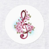 Musical treble clef notes with Sakura flowers Labels (Design 2)