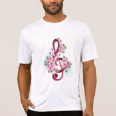 Musical treble clef notes with Sakura flowers T-shirt (Voorkant)